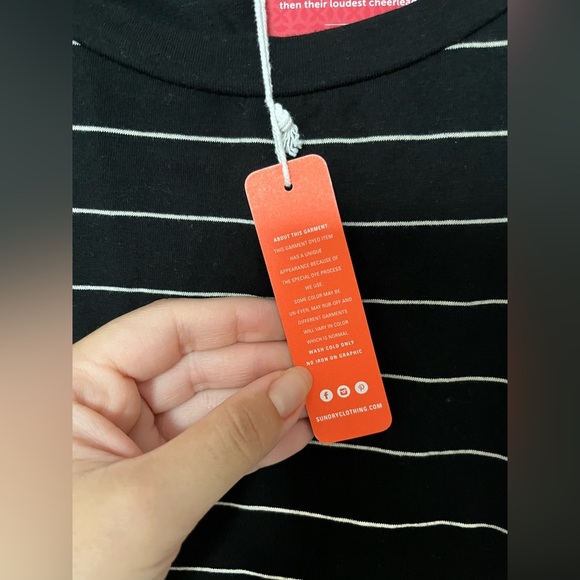 Sundry Ruched Sides T-shirt Dress black Striped - Picture 5 of 8